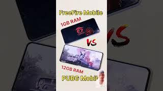 FFREEFIRE MOBILE  vs PUBG MOBILE  1GB RAM vs 12GB RAM - GAMING TEST #freefire #pubg #iphone16