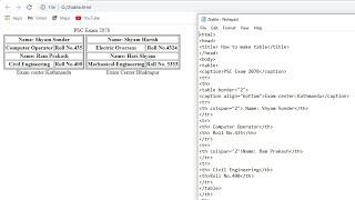 How To Create 2 Tables in 1 Table in HTML | in Notepad | only HTML not css