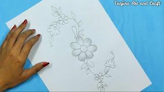 How to Draw a simple flower design | Flower designs drawing/flower designs