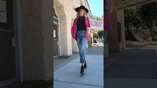 The Fringe Culture Collective- Women's Fuchsia Cord Blazer with Dakota Denim Jeans