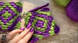 Так вы еще не вязали!  Алмазный  квадрат вяжем без отрыва нити! CROCHET GRANNY SQUARE