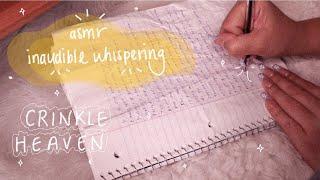 ASMR Inaudible whispering | crinkly notebook, writing sounds 