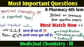 b pharmacy 6th sem medicinal chemistry important questions #bpharmacy #aktu #medicinalchemistry