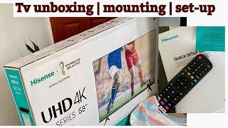 HISENSE 58” TV UNBOXING, mounting tv on wall and Quick set up | evedansdaughter