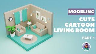 Cartoon Living Room in Maya - 3D Modeling Process. Part 1