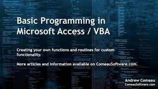 Basic Programming with Microsoft Access / VBA