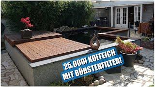 ALLES selbst gebaut! Koi ECKTEICH mit BÜRSTENFILTER!