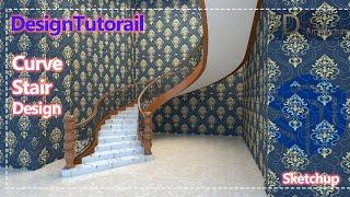 How To Make Curved Stair Railing In SketchUp - Tutorial