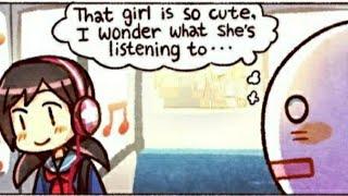 that girl is so cute, i wonder what she's listening to