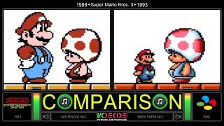 NES vs SNES (Super Mario Bros. 3) Side by Side Comparison