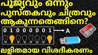 പൂജ്യവും ഒന്നും ചിത്രങ്ങളും പുസ്തകങ്ങളും ആകുന്ന സൂത്രം  | How Computer Memory Works? malayalam