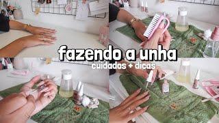 COMO FAÇO A MINHA UNHA + PINTANDO COMIGO UNHA FIBRA DE VIDRO + cuidados com a unha | Shirley Soares