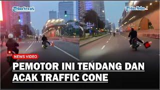 Viral Pengendara Motor Tendang dan Acak Traffic Cone, Padahal Sudah Dipersiapkan Untuk Car Free Day