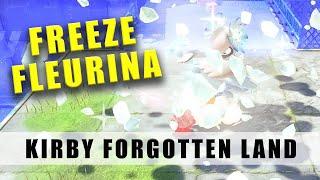 Kirby and the Forgotten Land how to Freeze Fleurina with Ice Ability - Scale the Cement Summit