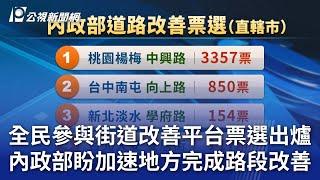 全民參與街道改善平台票選出爐 內政部盼加速地方完成路段改善｜20240929 公視晚間新聞