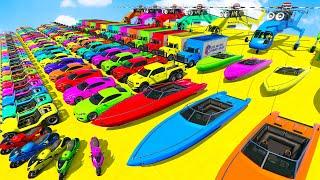 Spider-Man GTA V Mods : Epic Ultimate Stunt Showdown with Super Car Motorcycles Boats And AirPlane