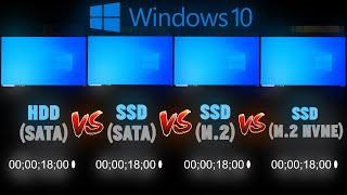 Windows 10 HDD vs SSD vs M.2 vs NVMe Boot Time Comparison