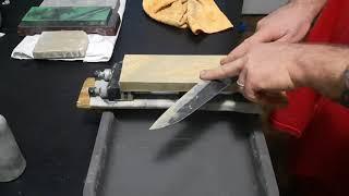 kasumi finish on a double bevel knife