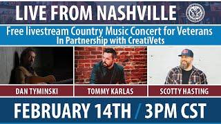 Dept Veterans Affairs Country Concert in Nashville - February 14, 2024 at 3 p.m. (CST)