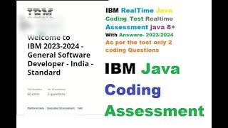 IBM Realtime assessment 2023/2024| IBMs java interview| IBM Coding Assessment with Answers