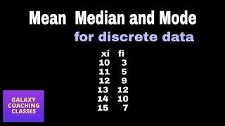 Mean median and mode ll discrete data ll statistics