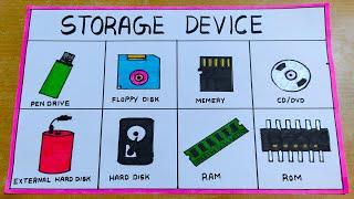 storage devices of computer drawing - simple and easy | science drawing academy