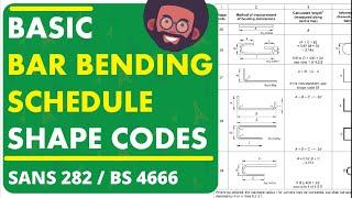 Basic Bar Bending Schedule Rebar Reinforcement Shape Codes: SANS 282 From BS 4666, BS 8666 Mentioned