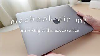 Macbook Air M1 Space Gray | Unboxing & Accessories | 2024 into 2025