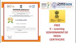 FREE e - Learning Government Certificate in 5 Minutes | Free Government Certificate | ICMR