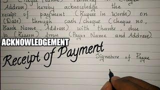 Acknowledgement format-Receipt of Payment//Letter writing//Handwriting/Acknowledgement slip