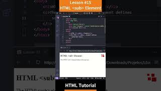 HTML Tutorial - Lesson 15:  HTML sub element #shorts  #html #html5course #html5tutorial #html5