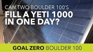 Goal Zero Boulder 100 Briefcase Solar Panels: Can Two Fill a Yeti 1000 in 1 day?