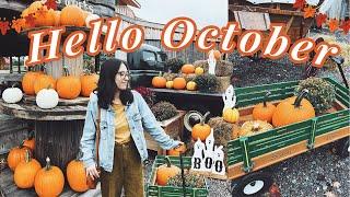 Hello October  cozy days in my life, pumpkin farm, autumn bucket list, decorating for Halloween