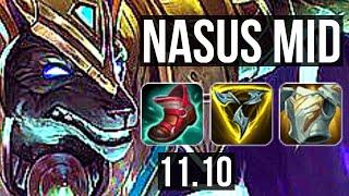 NASUS vs CASSIOPEIA (MID) | 13/1/6, Rank 5 Nasus, 6 solo kills, Godlike | NA Grandmaster | v11.10