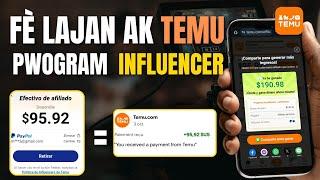 Kòman pou fe lajan ak temu rapid sou  tiktok ak pwogram pou influencer a #kòman #temu #felajanaktemu