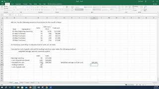 Inventory Costing Methods, Weighted Average, Period Inventory System