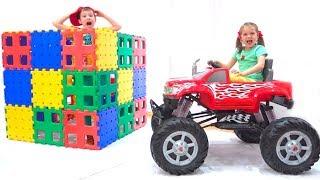 Max and Katy play with ride-on MonsterTruck car