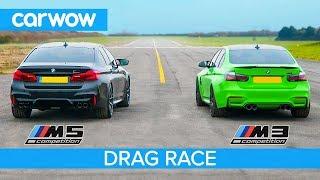 BMW M5 Comp v BMW M3 Comp - RWD-mode DRAG RACE, ROLLING RACE & BRAKE TEST