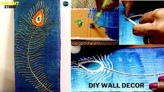 DIY WALL DECOR | PEACOCK FEATHER WALL HANGING | VIKI CRAFT STUDIO