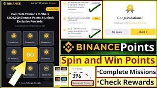 Spin and Win Binance Points || How to Complete Missions || Binance Monthly Missions || Rewards Hub