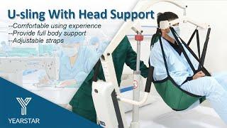 Padded U-Sling with Head Support Universal Patient Lift Sling 600lb Capacity