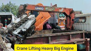 Crane Lifting Heavy Big Diesel Engine by Chain Pulley & Fitting into Trucks|| Truck Care TV.