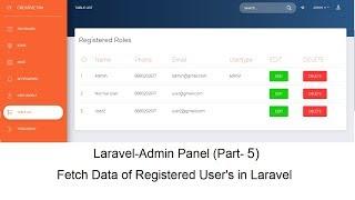 Laravel-5.8: Admin Panel (Part-5) | Fetch data from User Table in laravel