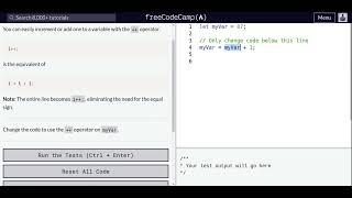 Lesson 15 | Basic JavaScript | Increment a Number with JavaScript