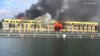 Massive fire destroys  construction project on Everett waterfront