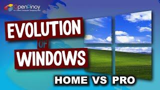 history of windows OS and difference of home and professional