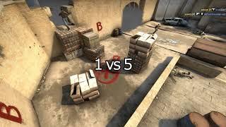 CSGO Dust II 1 vs 5 clutch