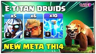 New Meta!! TH14 Zap Electro Titan Attack With Druids in Clash of Clans