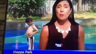 Kid rubs his nipples on TV!