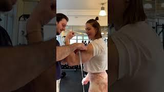 Female power lifter measure her biceps ,40 cm (15 3/4")! Unbelievable